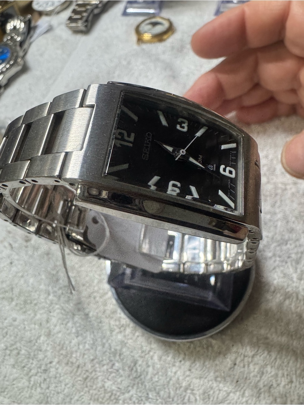 Seiko Silver Stainless Steel Watch with Black Dial - Picture 7 of 10